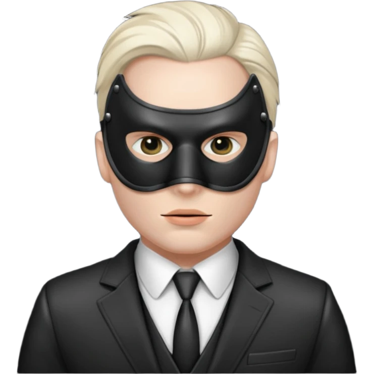 White man in a suit with bdsm mask emoji