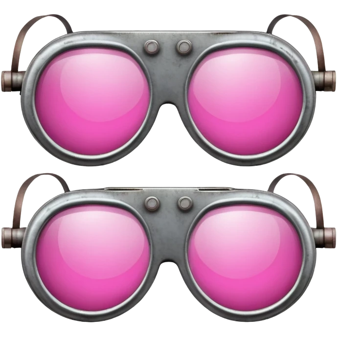 retro style welding glasses with pink lenses, vintage safety eyewear emoji