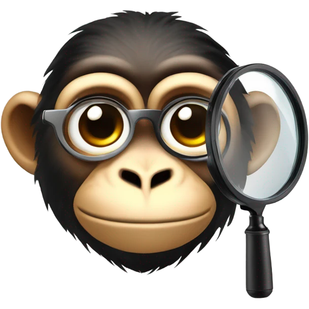 Monkey spy head with spy magnifier in one eye emoji