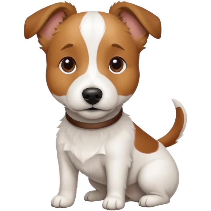 a white jack russell cross with a larger dog emoji