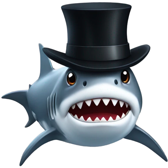 Shark with a top hat emoji