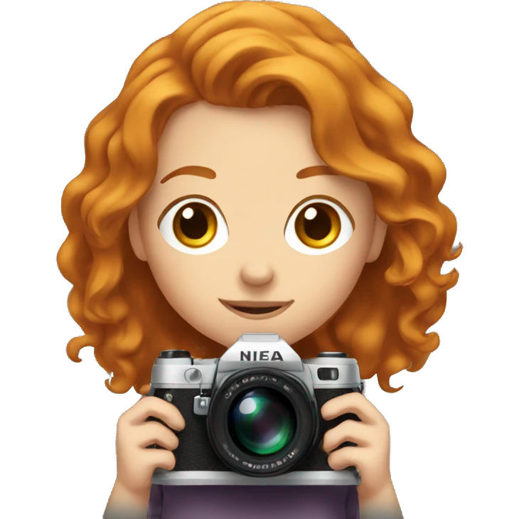 A girl ginger heair holding a camara emoji