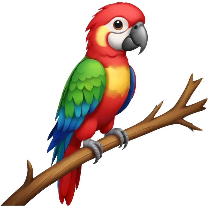 colorful parrot perched on branch emoji