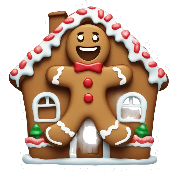 Gingerbread man in ginger bread house  emoji