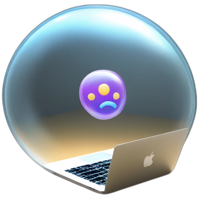 3d macbook inside a bubble emoji