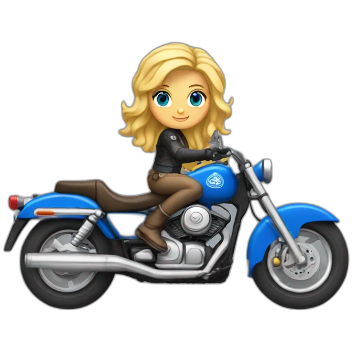 Blonde aux yeux bleus sur une moto emoji