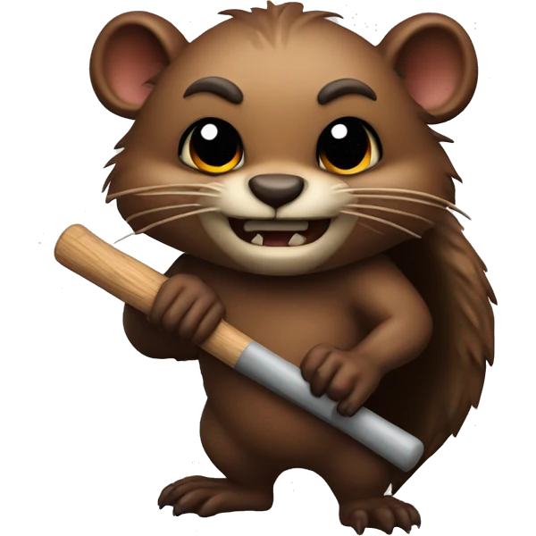 An evil beaver with a bat in his hands emoji