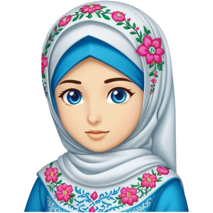 Turkish beautiful finish Konya girl blue eyes with hijab and blooming dress emoji