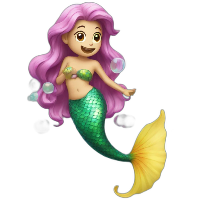 mermaid farting multicolor bubbles emoji