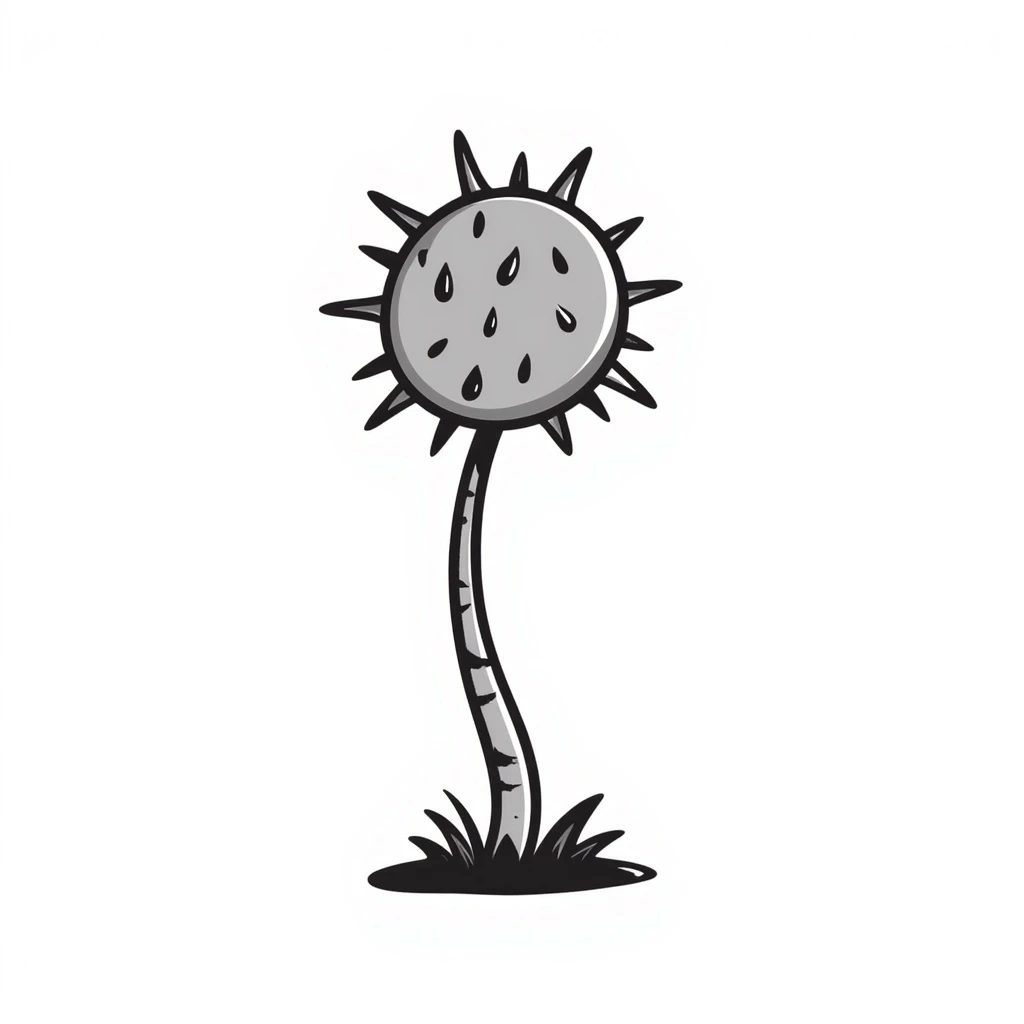 planta com espinhos, estilo doodle preto emoji