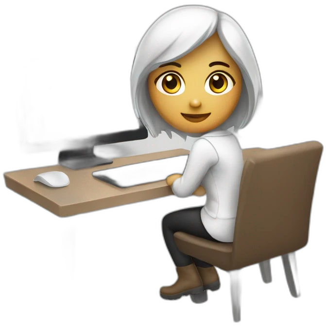 programmer girl work with MacBook emoji