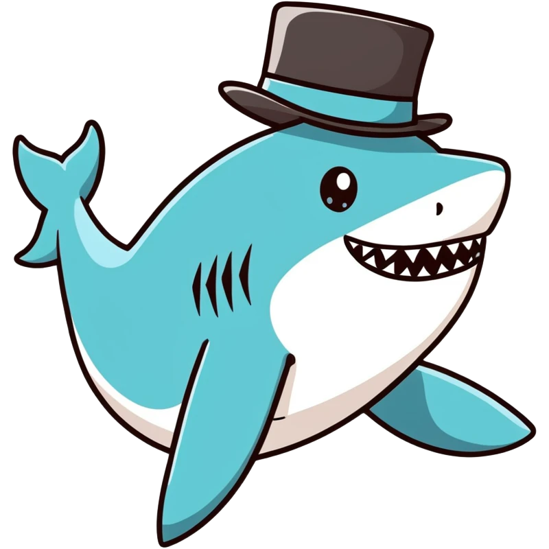 Shark with a top hat emoji