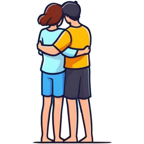 Guy and girl embracing on the beach emoji