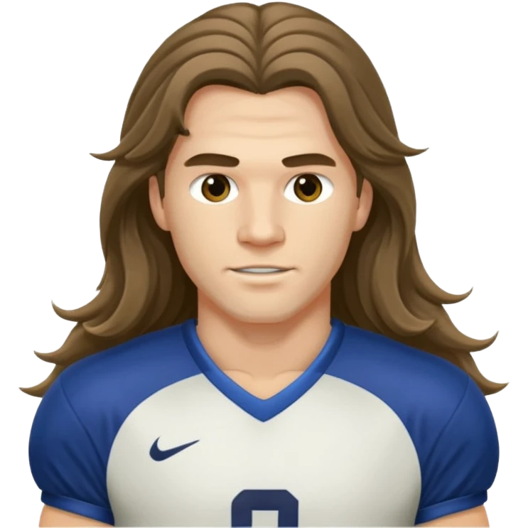 Long Haired Football Players, Footballer with flowing hair in jersey emoji