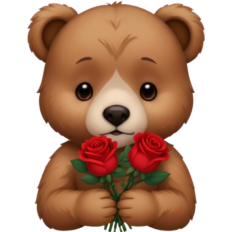 Cute bear with sad  puppy dog eyes holding roses  🥺 with this emoji expression  emoji