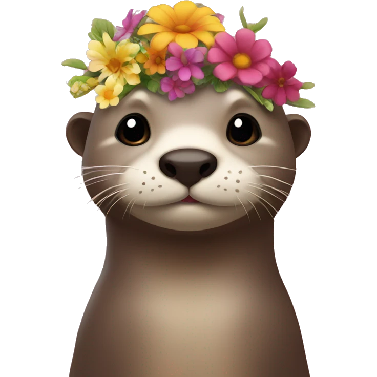 The otter emojis with a big flower on its head emoji