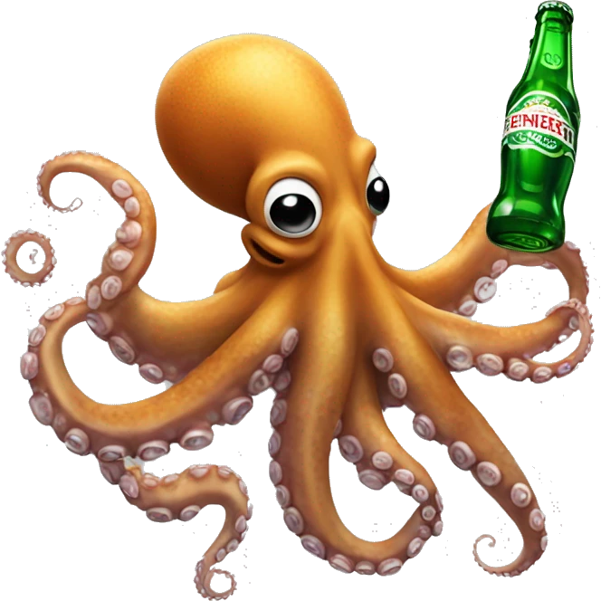 Octopus holding a Heineken beer emoji