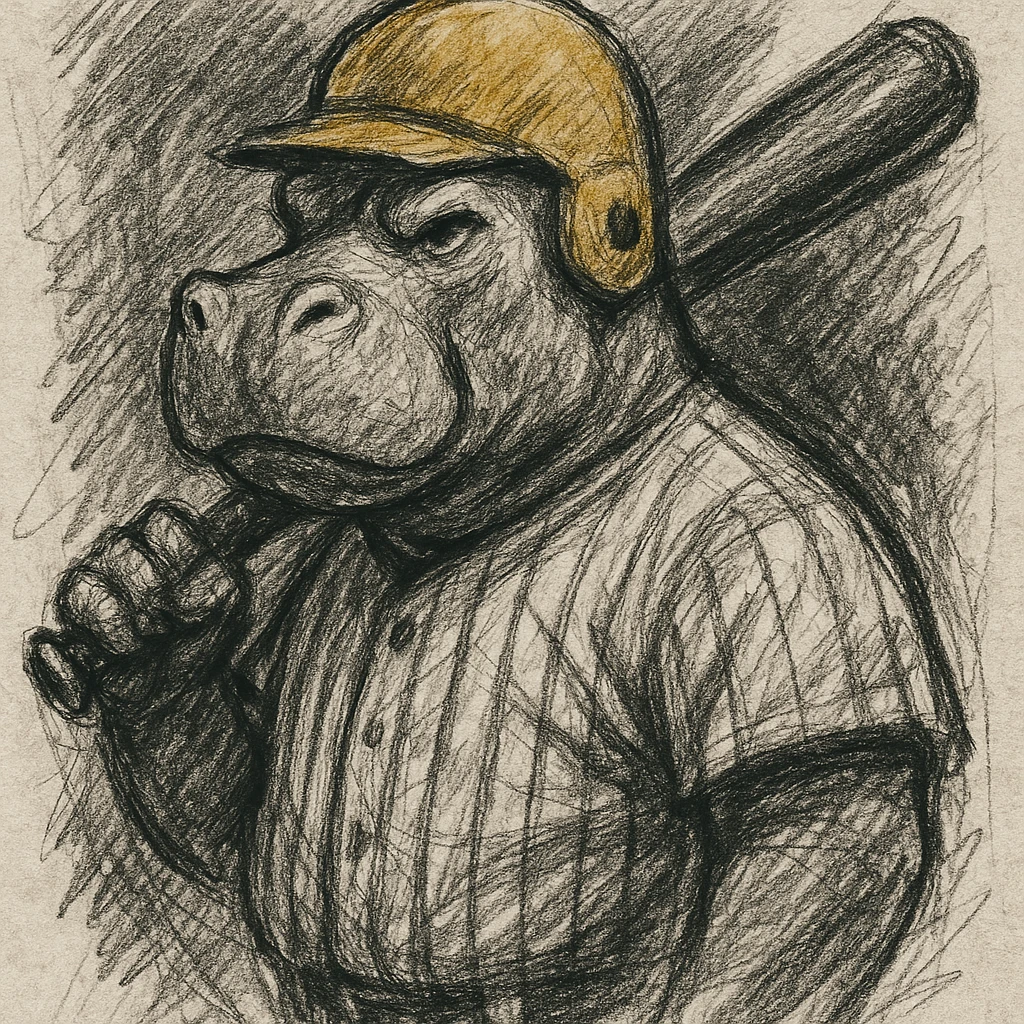 hippo holding a baseball bat, wearing a yellow helmet, pinstripes outfit emoji