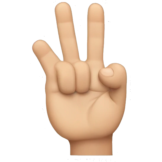 Hand with thumb, pointer finger & middle finger extended  emoji