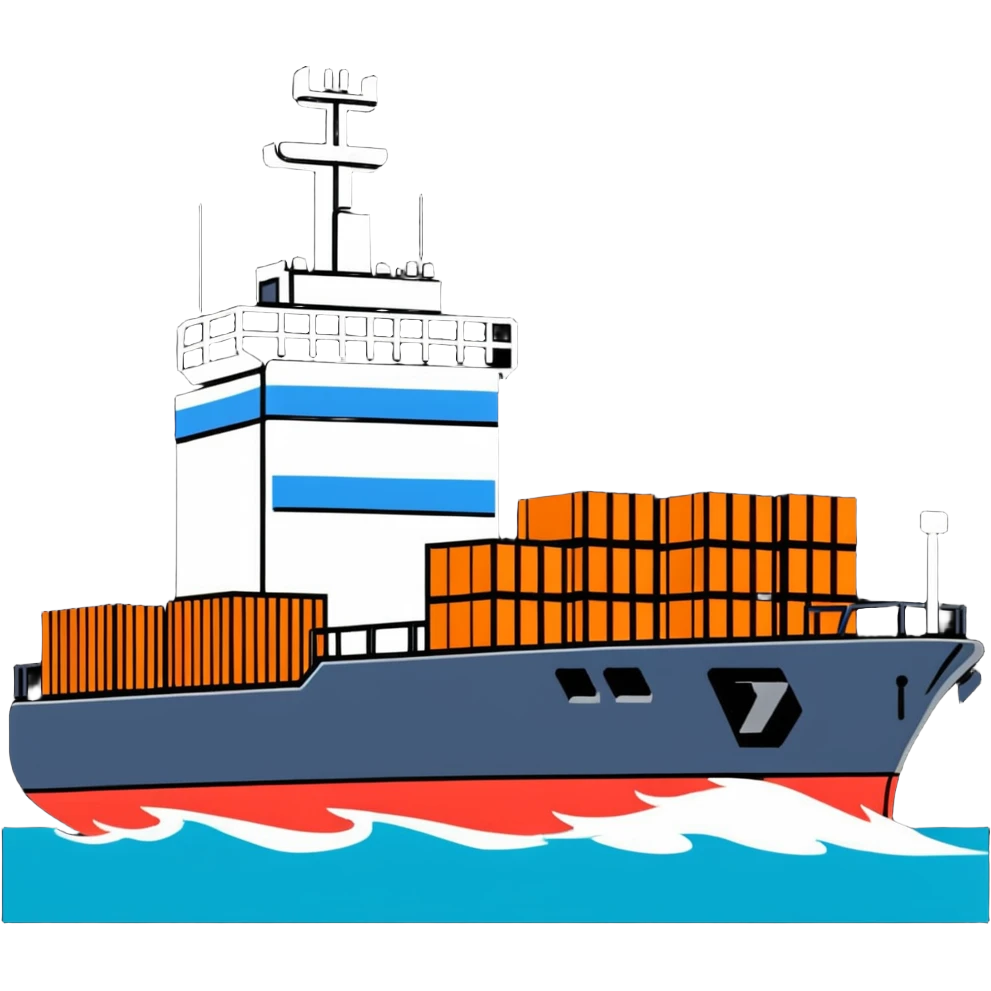 Cargo container ship in ocean emoji