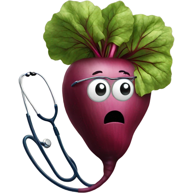 A beetroot with a stethoscope around it. emoji