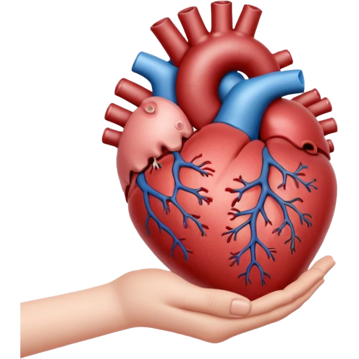 hand holding heart organ emoji