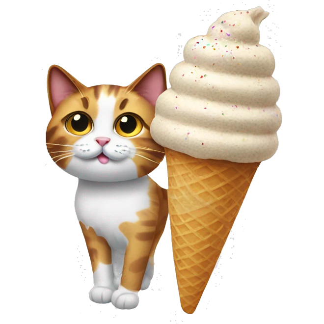 Icecream with calico cat emoji