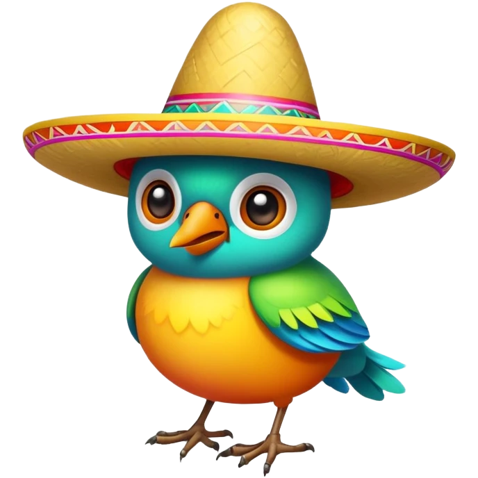 A bird with a mexican hat emoji