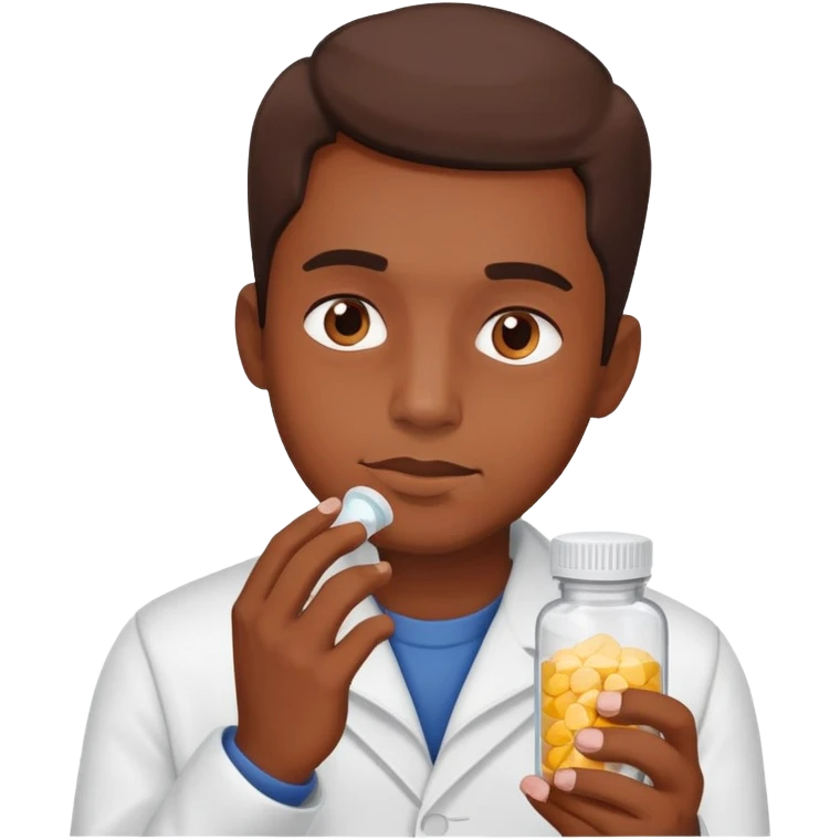 Brown guy smelling salt while holding pill bottle emoji
