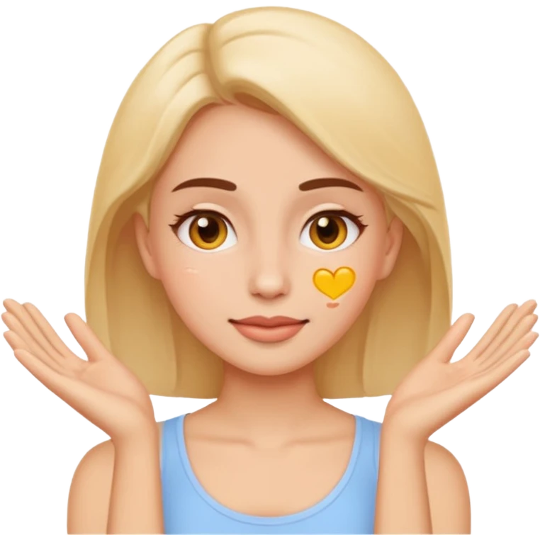 woman doing gentle facial exercises, emoji style, healthy skin, pastel background emoji