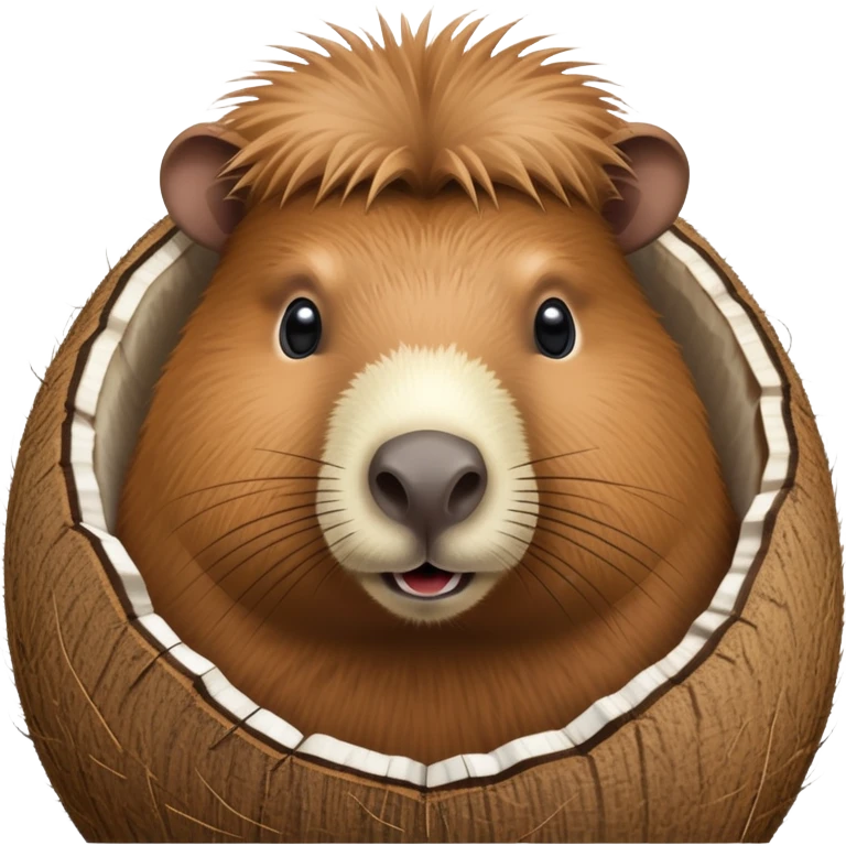 A furry capybara head attached to an oval coconut body with the coconut's natural texture emoji