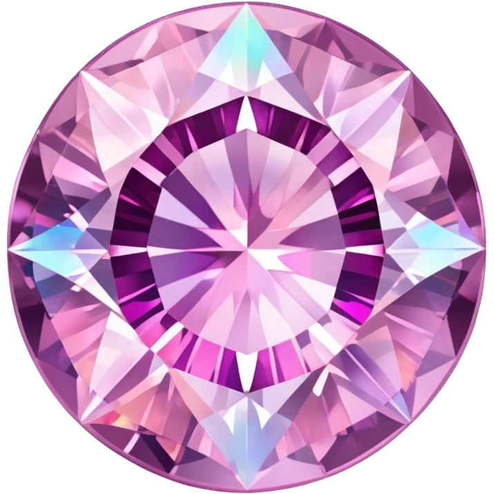 round cut kunzite gem with delicate light pink color, holographic rainbow fire, and brilliant facets emoji