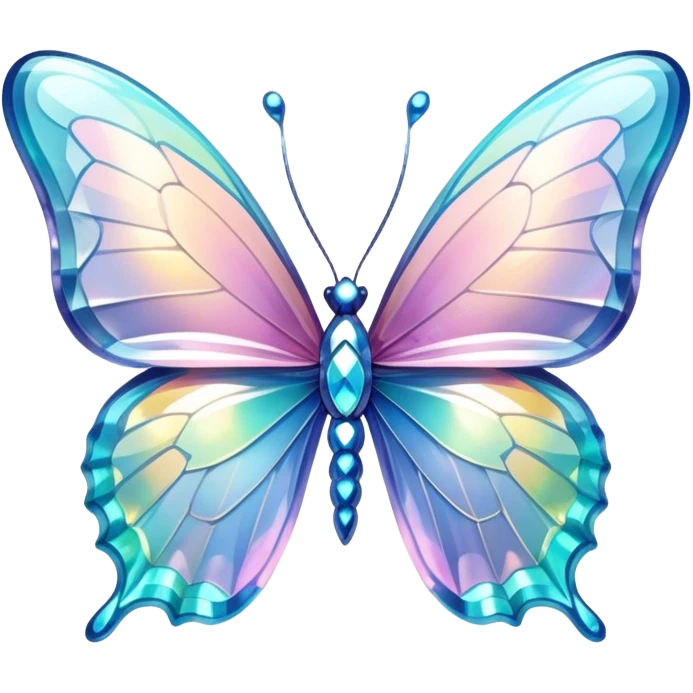 Sparkly glossy Pastel iridescent glass crystal butterfly emoji