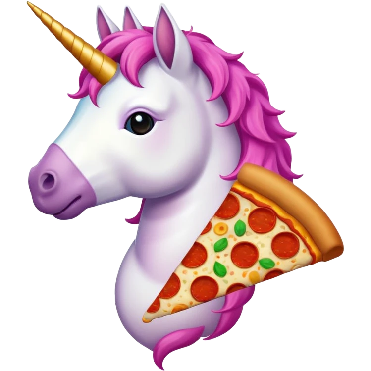 Unicorn eating pizza emoji