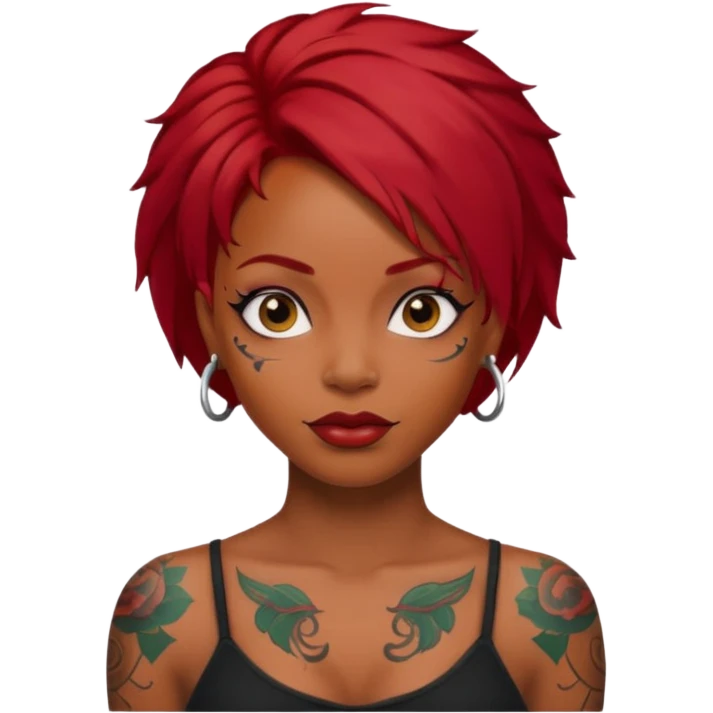 black woman with red hair and tattoos emoji