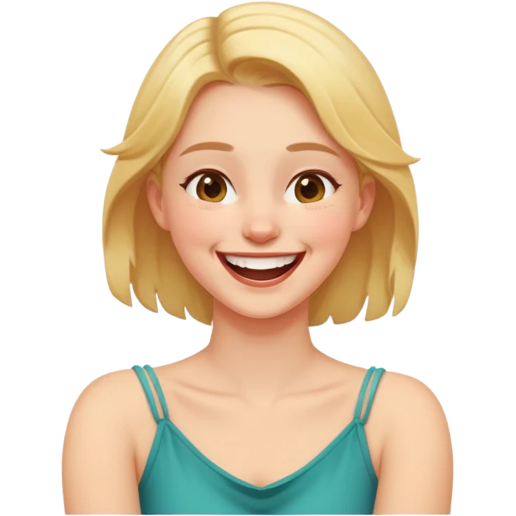 Girl with arms around neck laughing  emoji