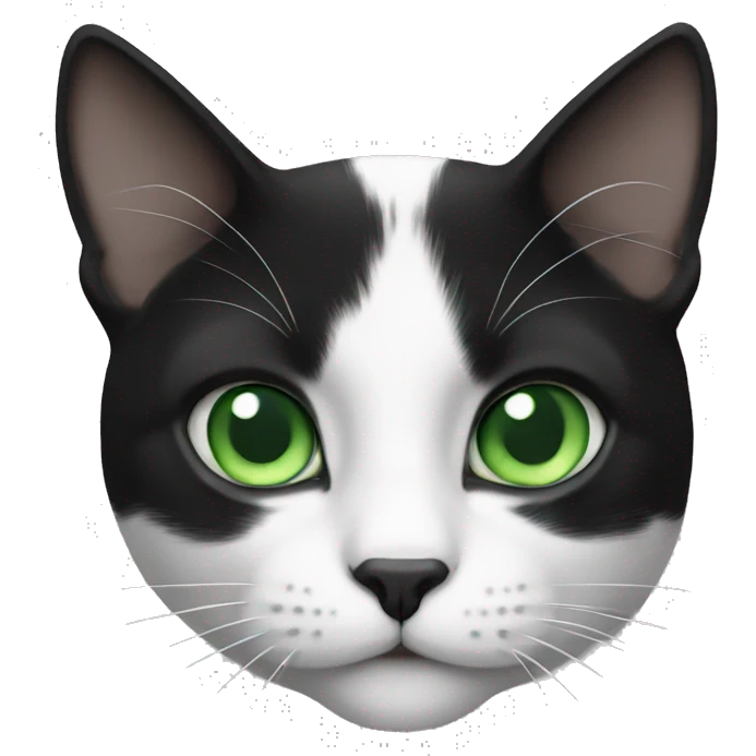 Green eyes black and white cat  emoji