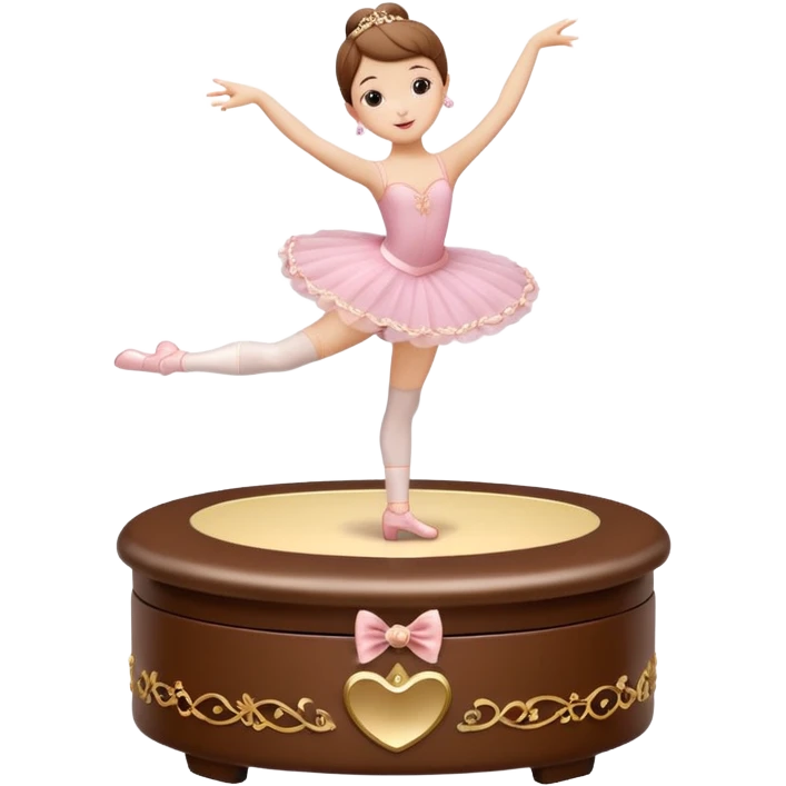 brown open music box with dancing ballerina emoji
