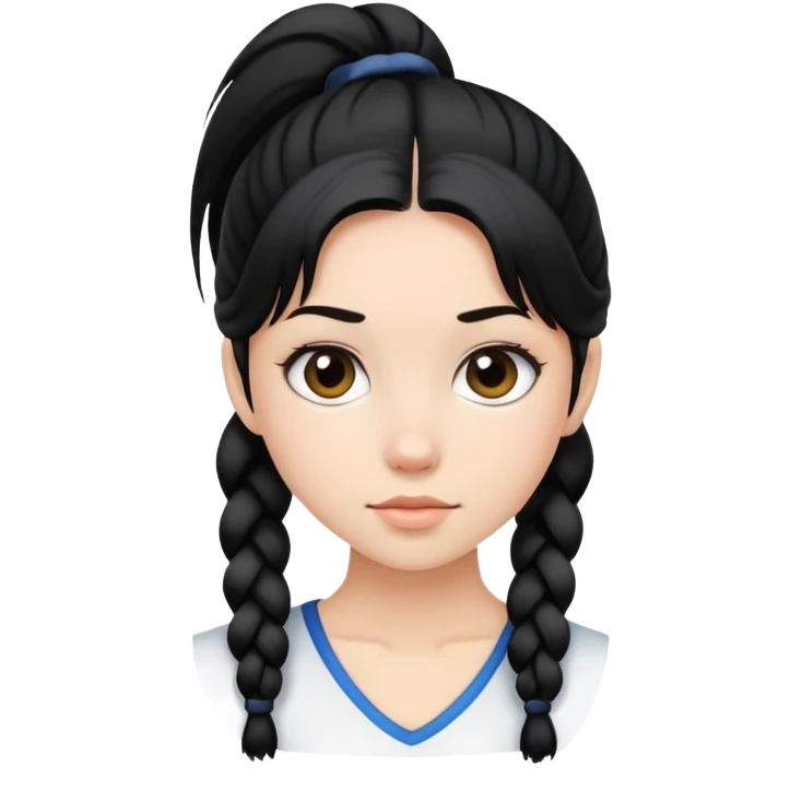a girl with black double ponytail emoji