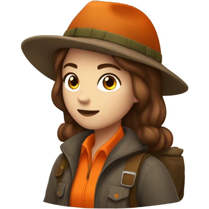 Phesant hunter girl brown hair with hunter orange emoji