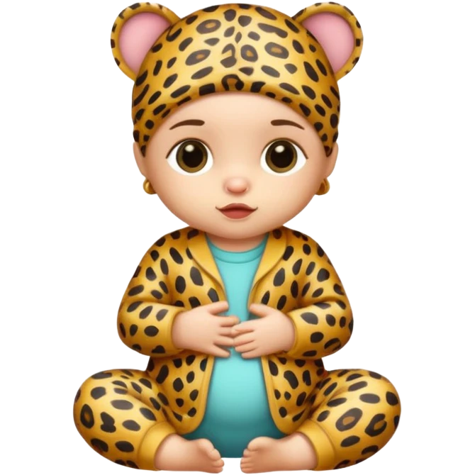 human baby with leopard patterned clothes emoji
