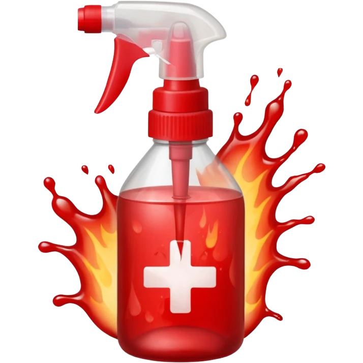 a spray bottle spritzing onto a burn wound. emoji