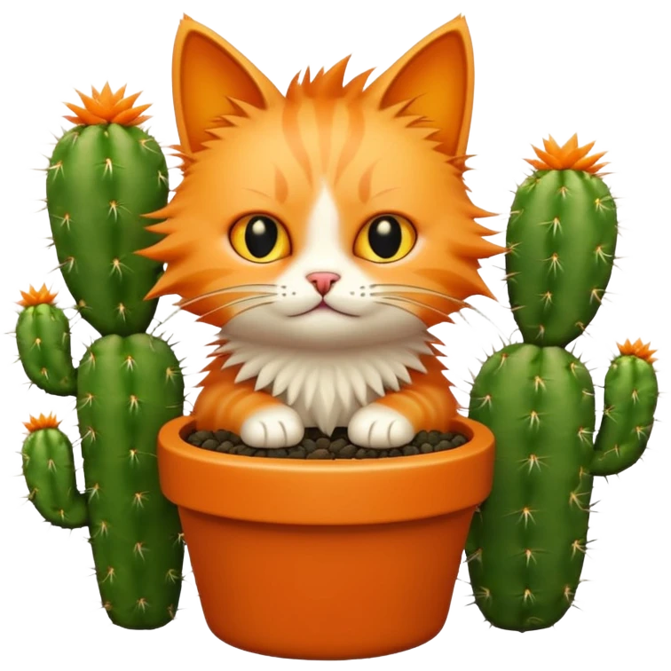 Котик писает на кактус emoji