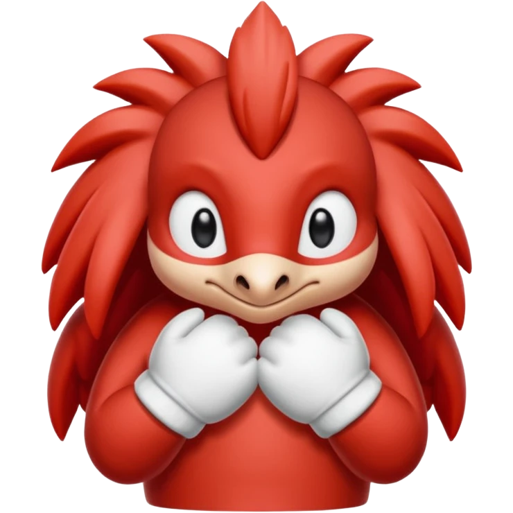 knuckles a red animal with peach arms and white mittens that have no fingers , he’s a echidna with red eyes emoji