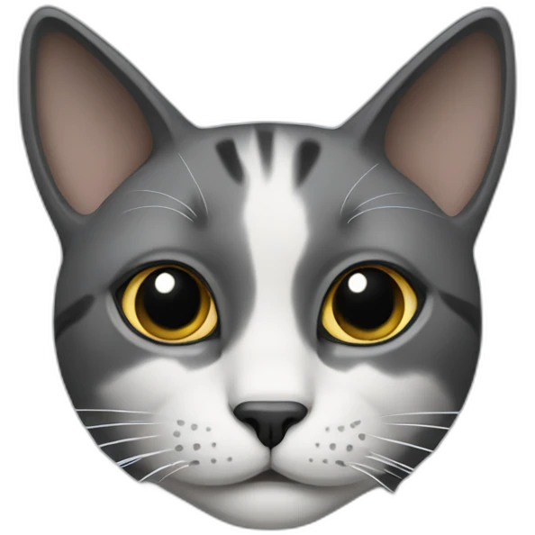 cat with white nose and grey and black ears emoji
