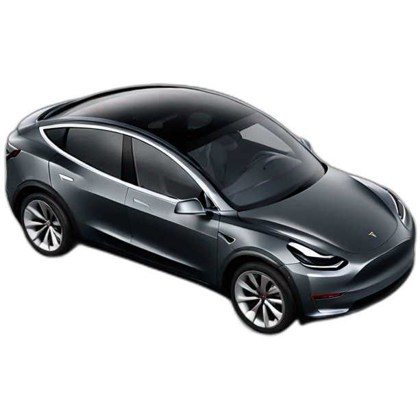 Dark Gray Tesla model y car with silver wheels emoji