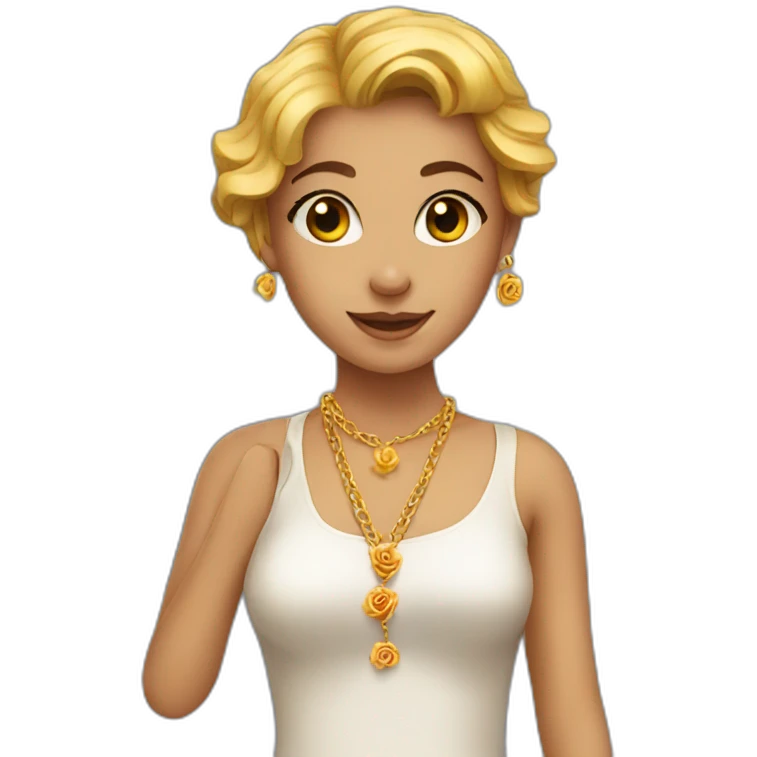 Girl wearing a rose necklace emoji