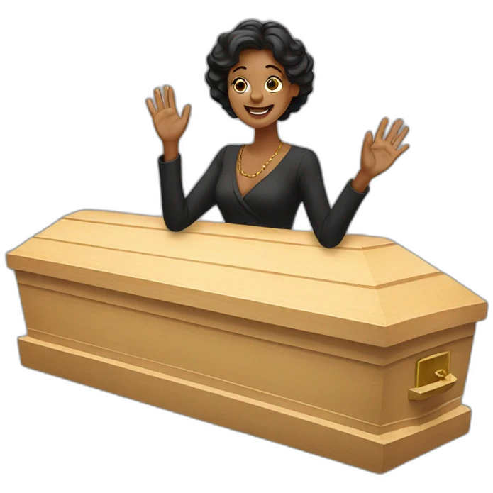 woman waving from coffin emoji
