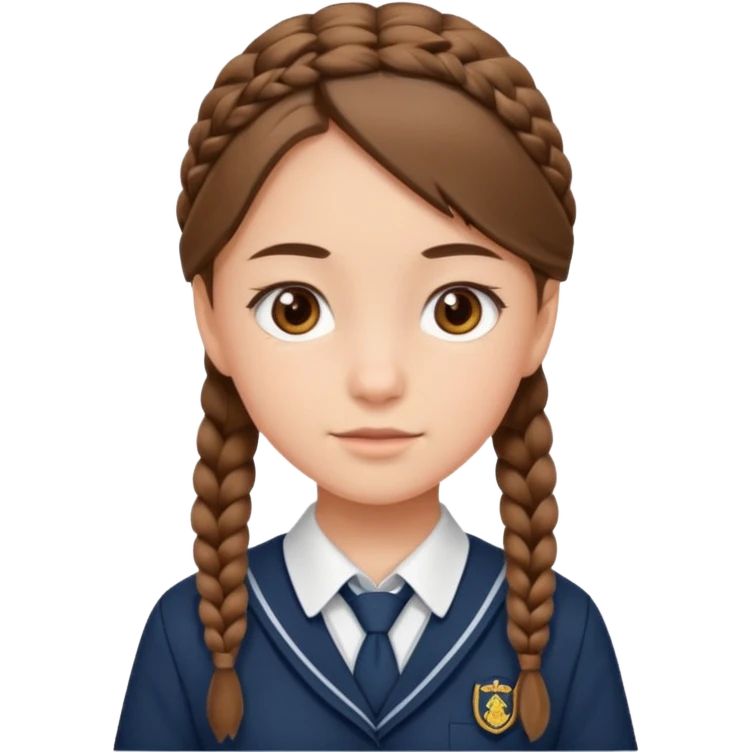 student, brown braid hair girl kid, school uniform emoji
