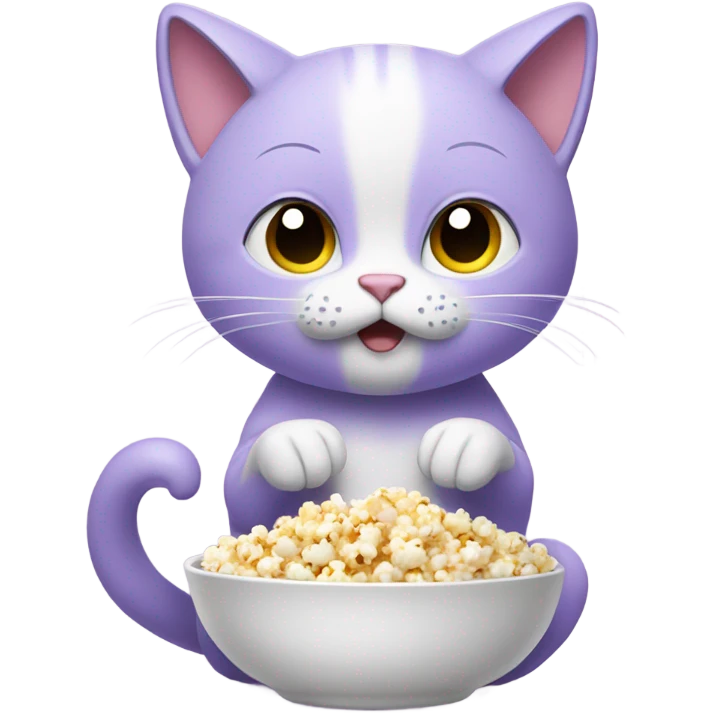 lavender cat emoji eating popcorn emoji
